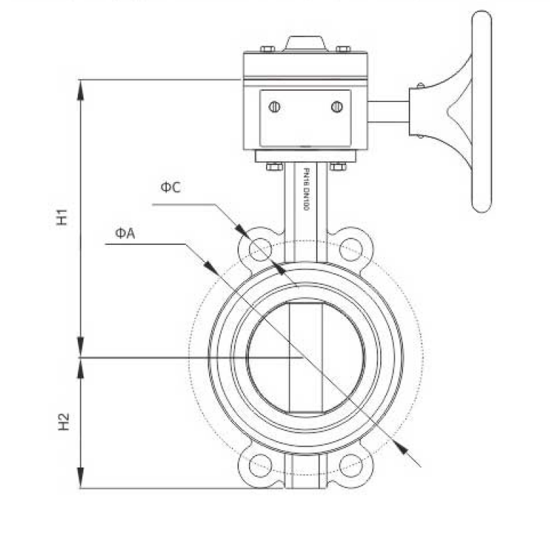 蝸(wō)輪消防信(xin)号對夾蝶(dié)閥(圖1)